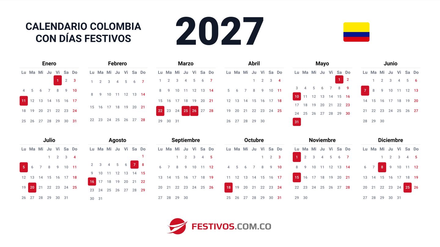 Calendario De Colombia Con Festivos